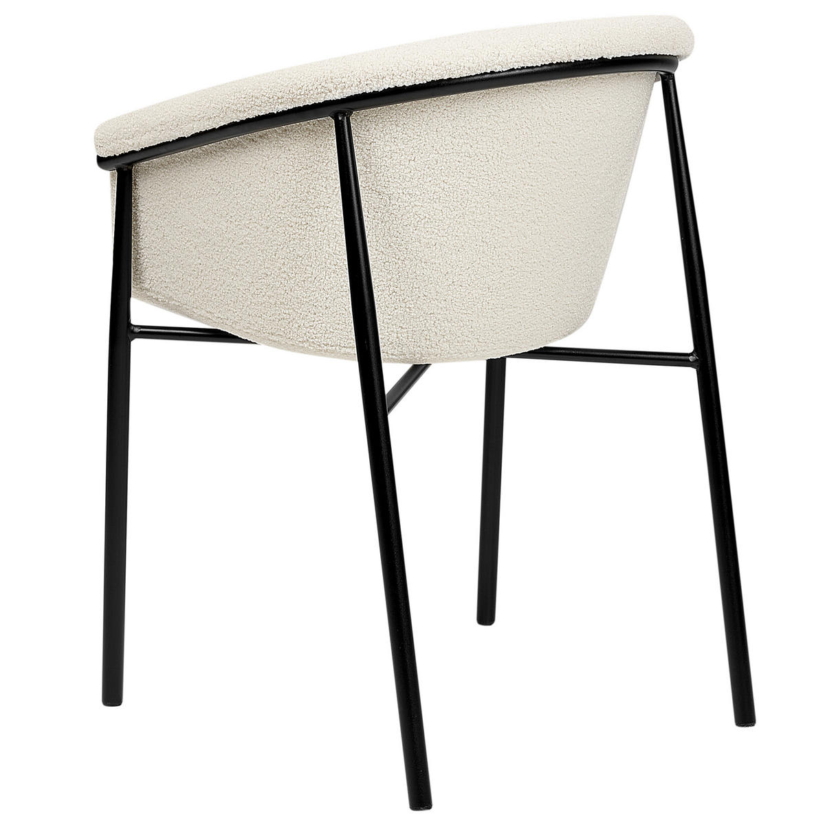 ESSZIMMERSTUHL 2er-Set Bouclé cremeweiß/schwarz Ames - Schwarz/Weiß, Textil (59/80/56cm) - Beliani