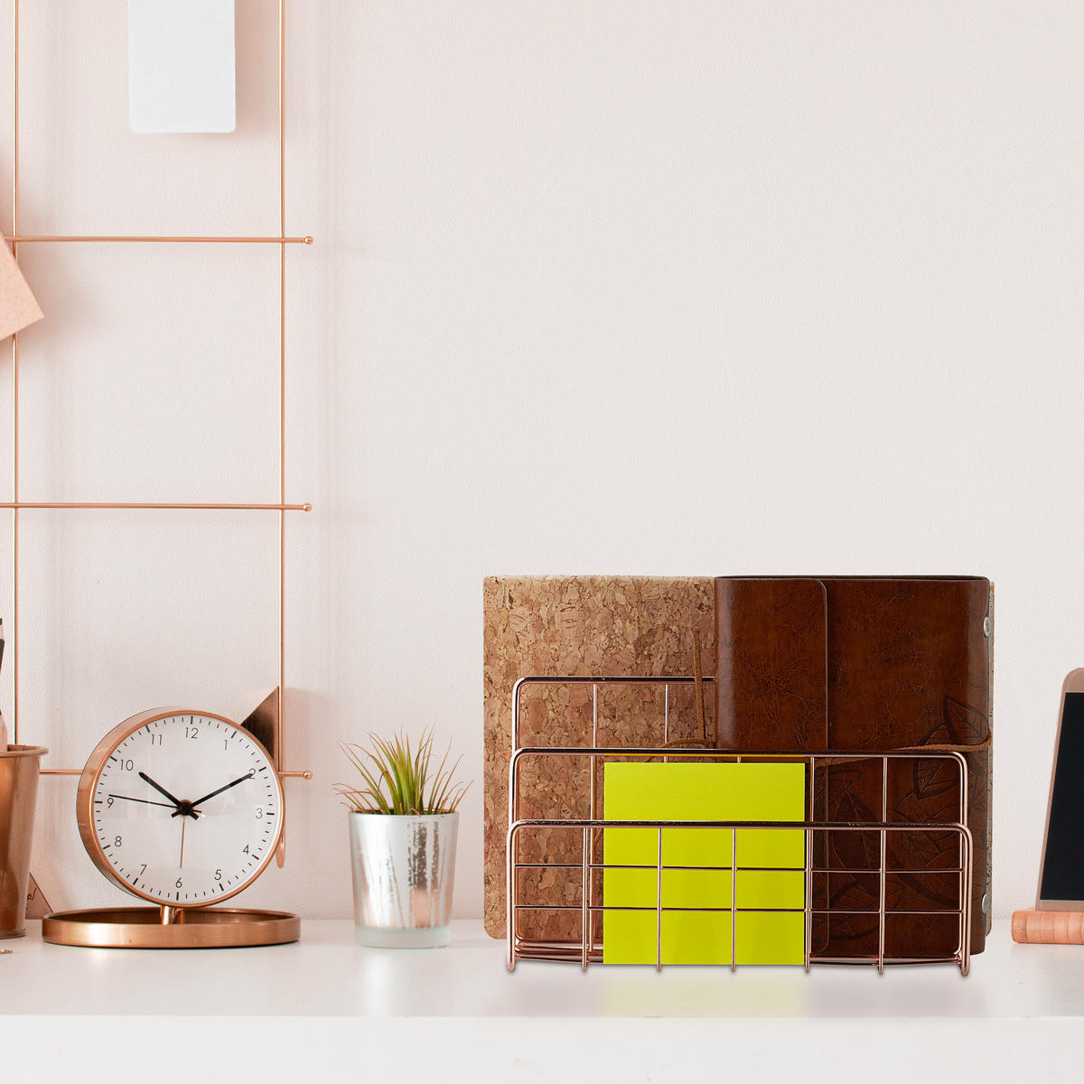 DRŽIAK na papiere - medená, kov (17.5/14/8cm) - Relaxdays