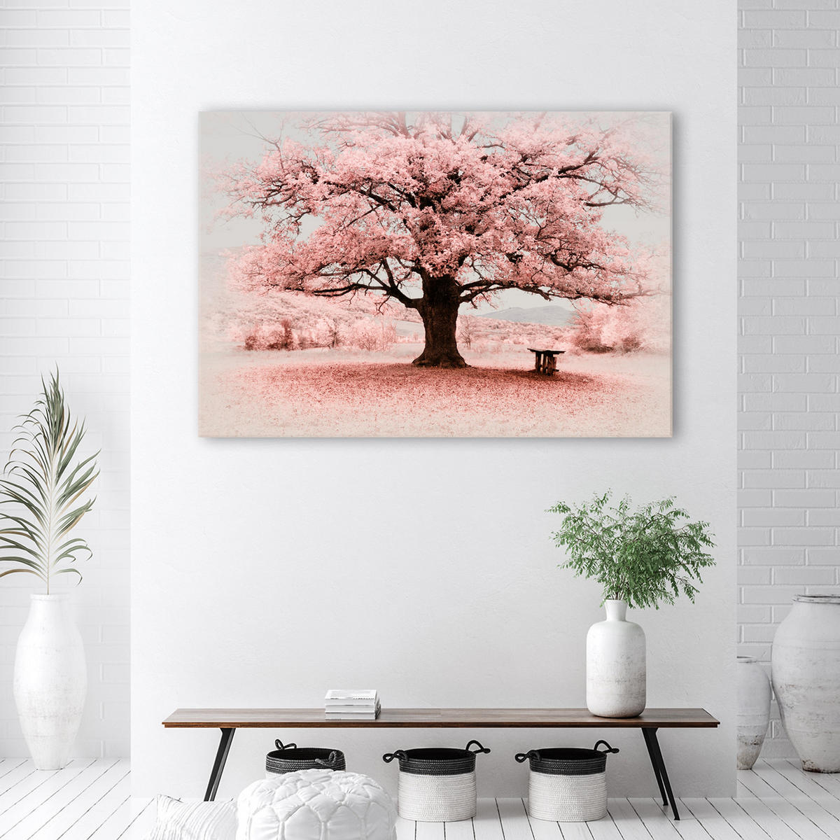 WANDBILD rosa baum abstraktion natur - Pink, Textil (60/40cm) - Feeby