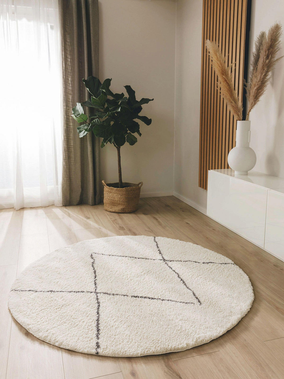 HOCHFLORTEPPICH rund Benno Cream ø 120 cm rund - Creme, Textil (120/120cm) - benuta Nest