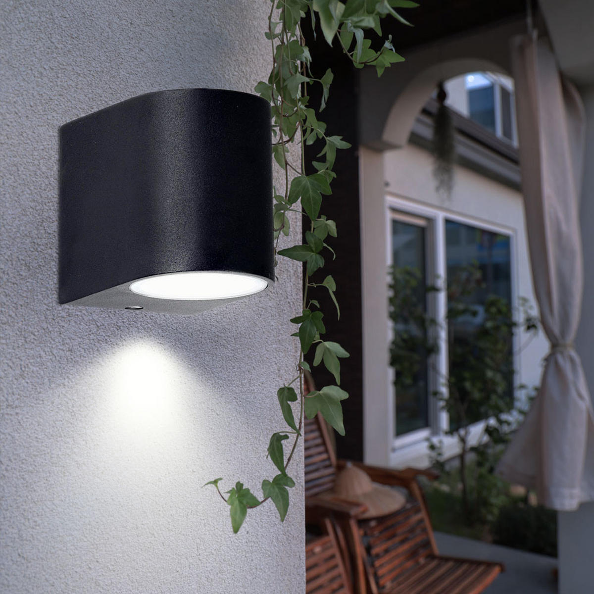 LED AUSSEN-WANDLEUCHTE ALU Schwarz - Schwarz, Glas (7/8/9.4cm)