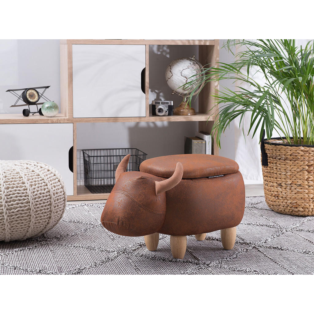 Thumbnail - Beliani Tierhocker, Braun, Textil, 1-Sitzer, Freiform, 60x35x32 cm, Wohnzimmer, Hocker, Sitzhocker