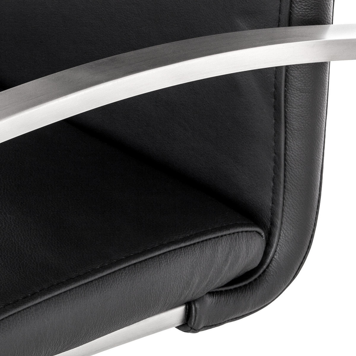 FREISCHWINGER - Edelstahlfarben/Schwarz, Leder/Metall (51/98/58cm) - home24