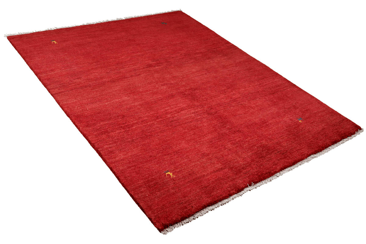 GABBEH-TEPPICH handgeknüpft Rot 204/160 cm Schurwolle - Rot, Textil (160/204cm) - Looma