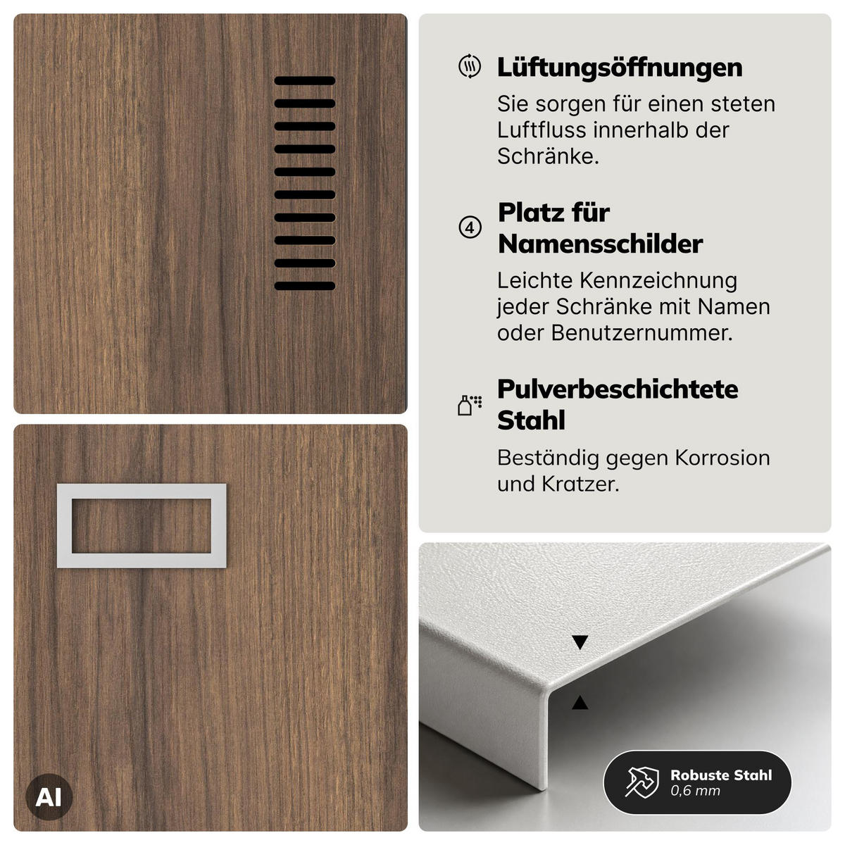 PERSONALSCHRANK KACPER 180x80x50 cm - Nussbaumfarben/Weiß, Metall (80/180/50cm) - Jan Nowak