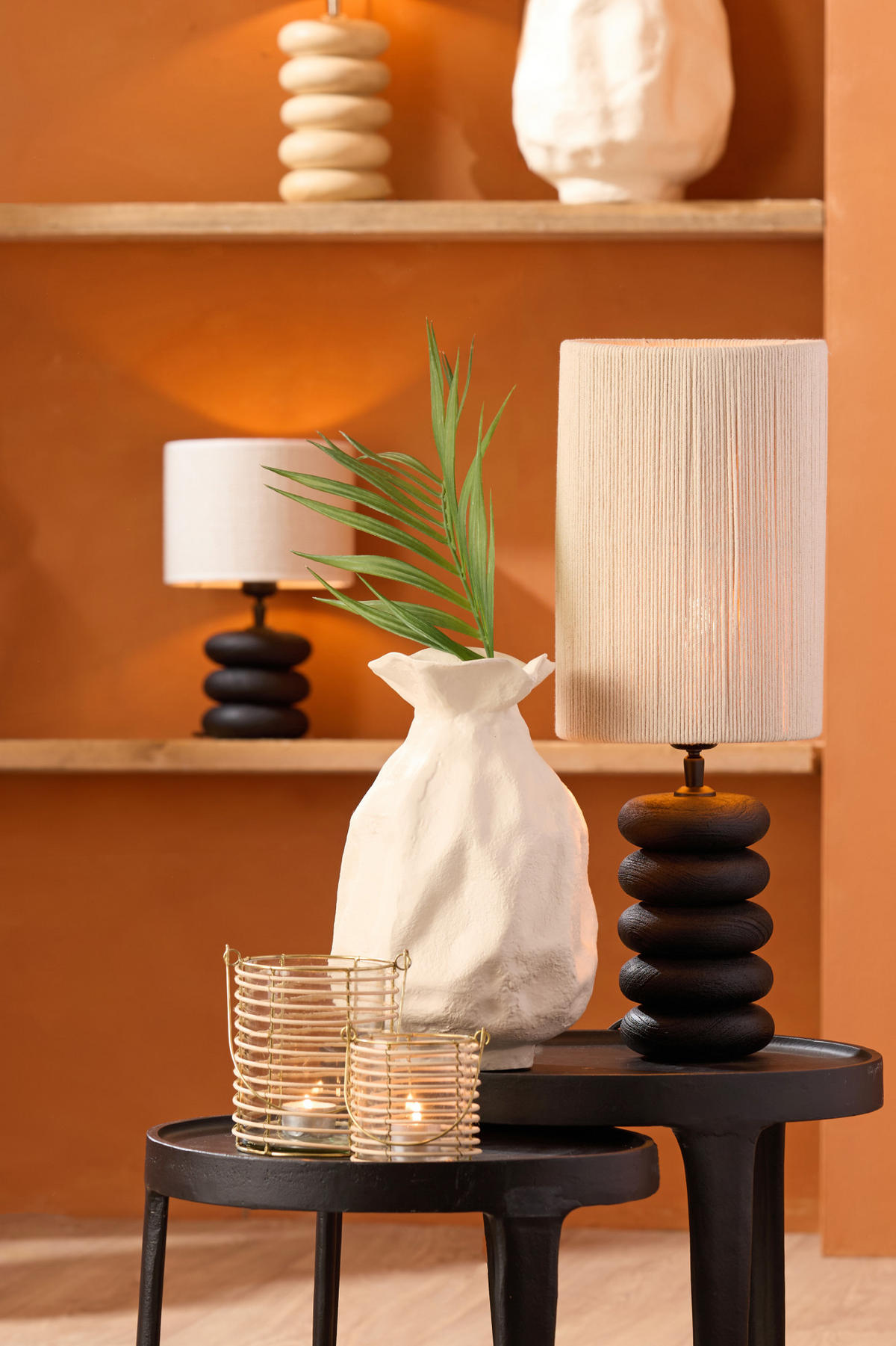 LAMPENFUSS Budongo Schwarz Ø12/21 cm - Schwarz, Holz (12/12/21cm) - Light & Living