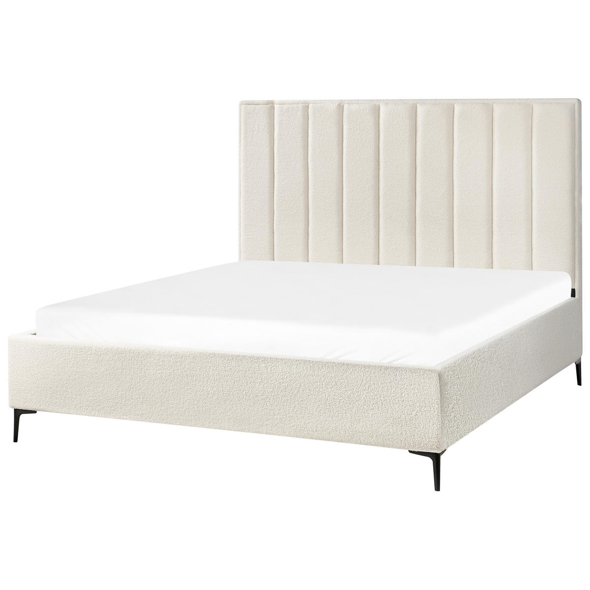 SPALNI KOMPLET bouclé kremasto bela 180/200 cm Sezanne - krem, tekstil (180/200cm) - Beliani