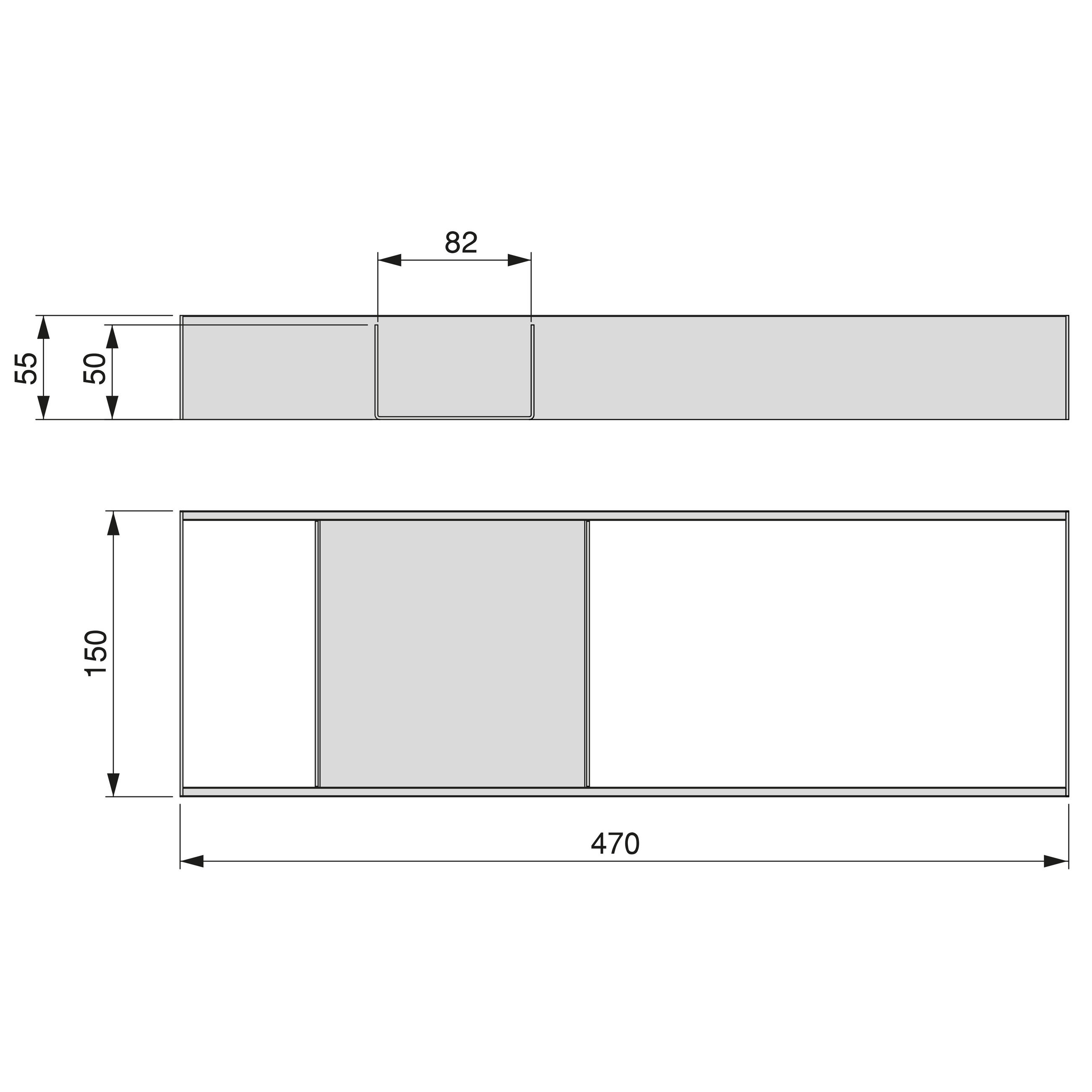 SCHUBLADENORGANISATOR Orderbox, 150x470mm, Stahl und Holz, Anthrazitgrau - Anthrazit, Metall (16/9/50.5cm) - EMUCA