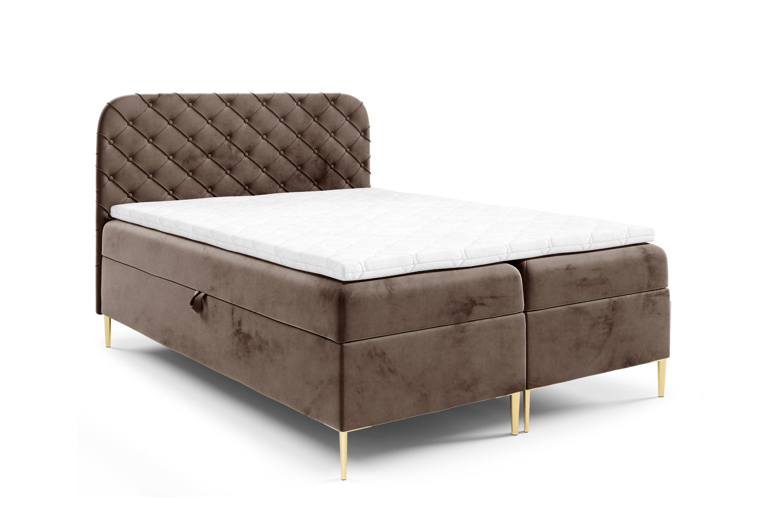 BOXBETT mit zwei Bettkasten 120x200 cm in Braun - Braun, Textil (120/200cm) - Home Collective