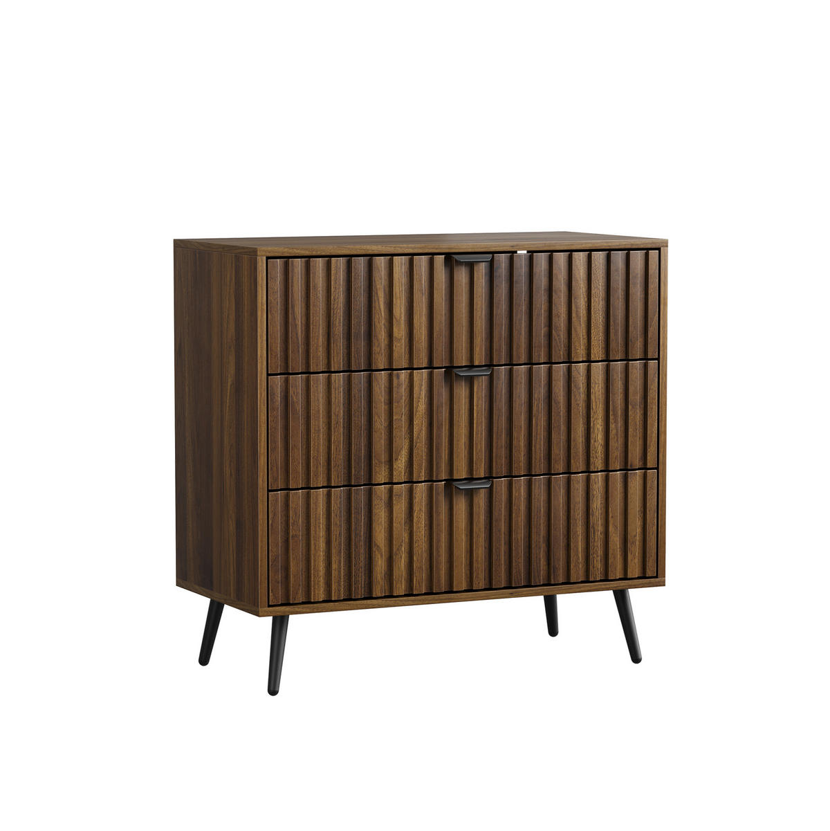 KOMMODE aus MDF 80x39x78 cm Walnussfarben mit 3 Schubladen und Metallbeinen - Walnussfarben, Holzwerkstoff (80/78/38cm) - IVMEU