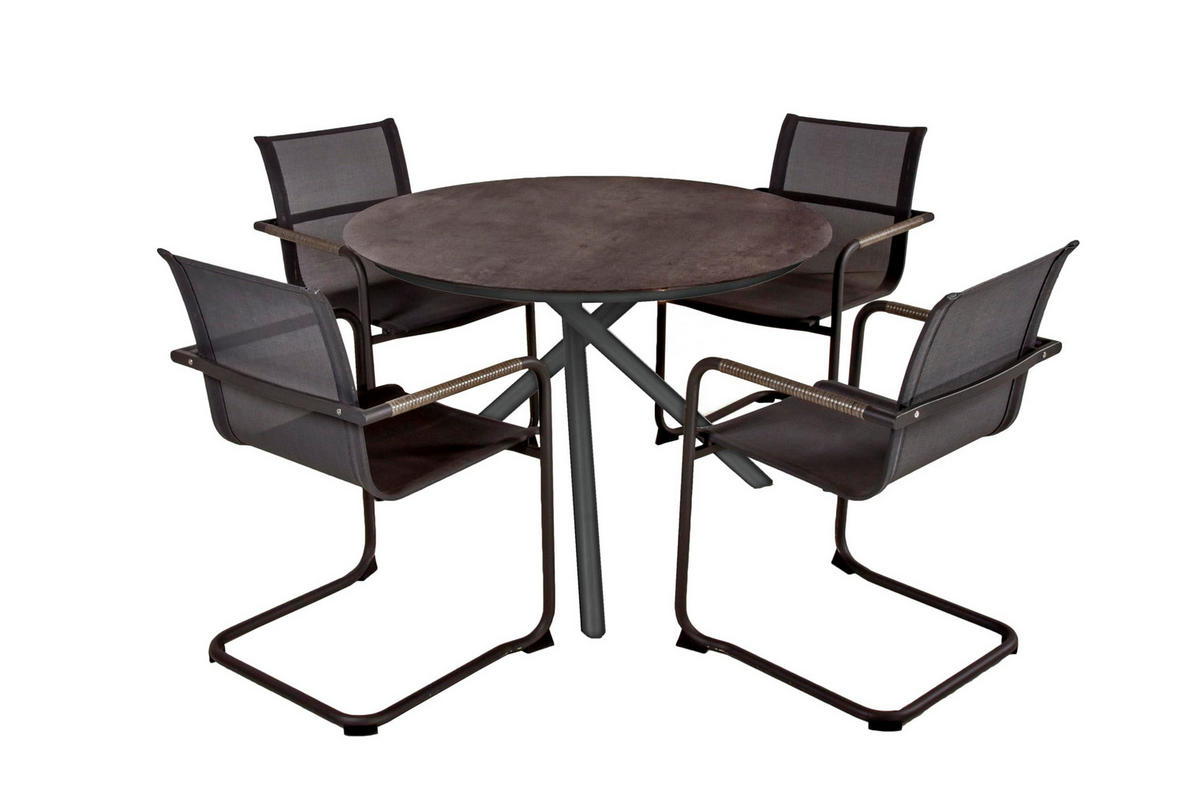 GARTEN-SITZGRUPPE Helga 5-teilig Gartenmöbel-Set - Schwarz, Kunststoff - DELUKE