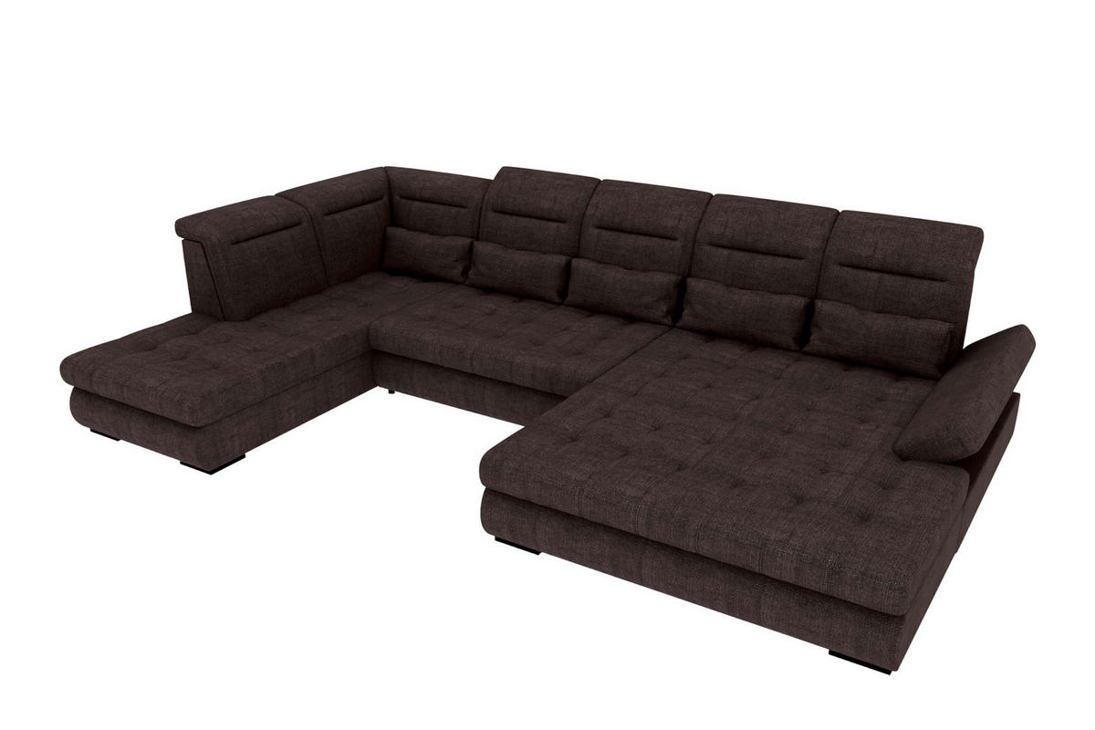 WOHNLANDSCHAFT Toscana Velours inkl. Schlaffunktion - Braun, Textil (358/87/208cm) - 99rooms