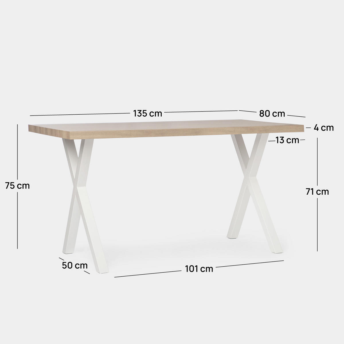 ESSTISCH Parks Weiß 135 cm x 75 cm - Weiß, Holzwerkstoff (80/135/75cm) - Klast Home