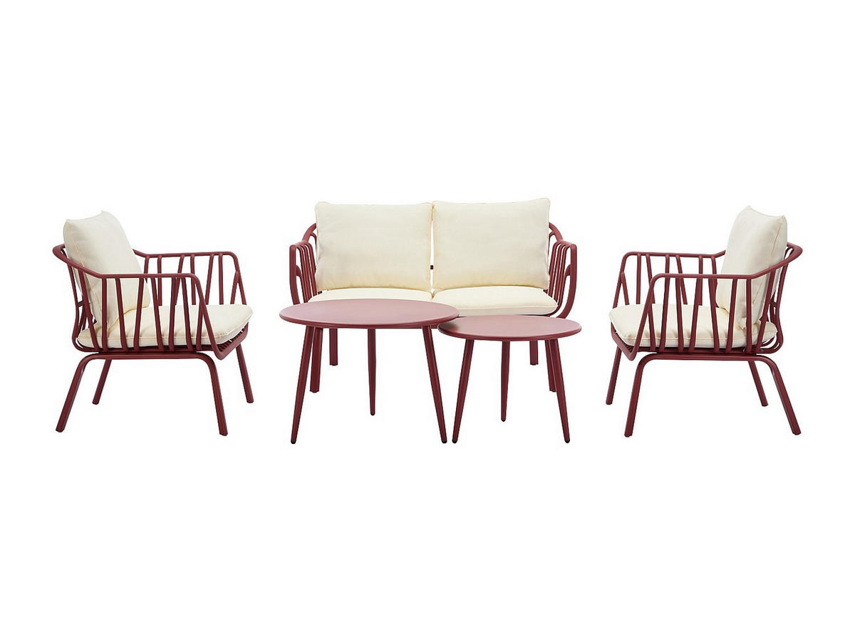 GARTENSITZGRUPPE im Set - 4 -Sitzer - Polypropylen - bordeaux - LOYNA - Bordeaux, Metall - Vente-Unique