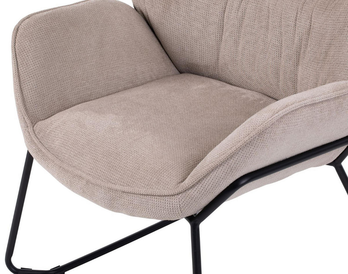 SESSEL Aliano - 4er Set - beige - Beige/Schwarz, Textil/Metall (67/76/73cm) - bene living