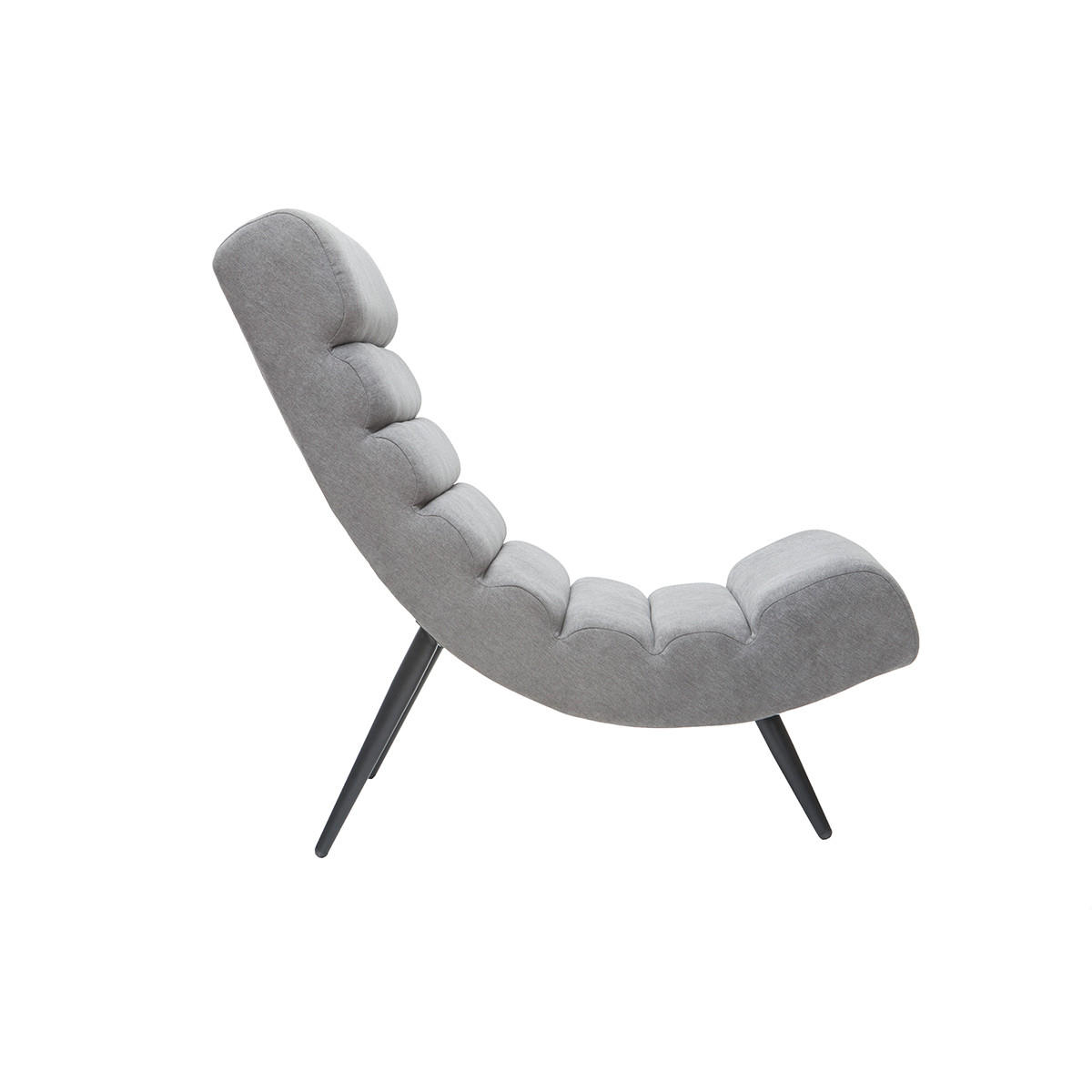 SESSEL Design Grauer Samteffekt Schwarzes Metall TAYLOR - Grau, Textil (94/100/57cm) - Miliboo