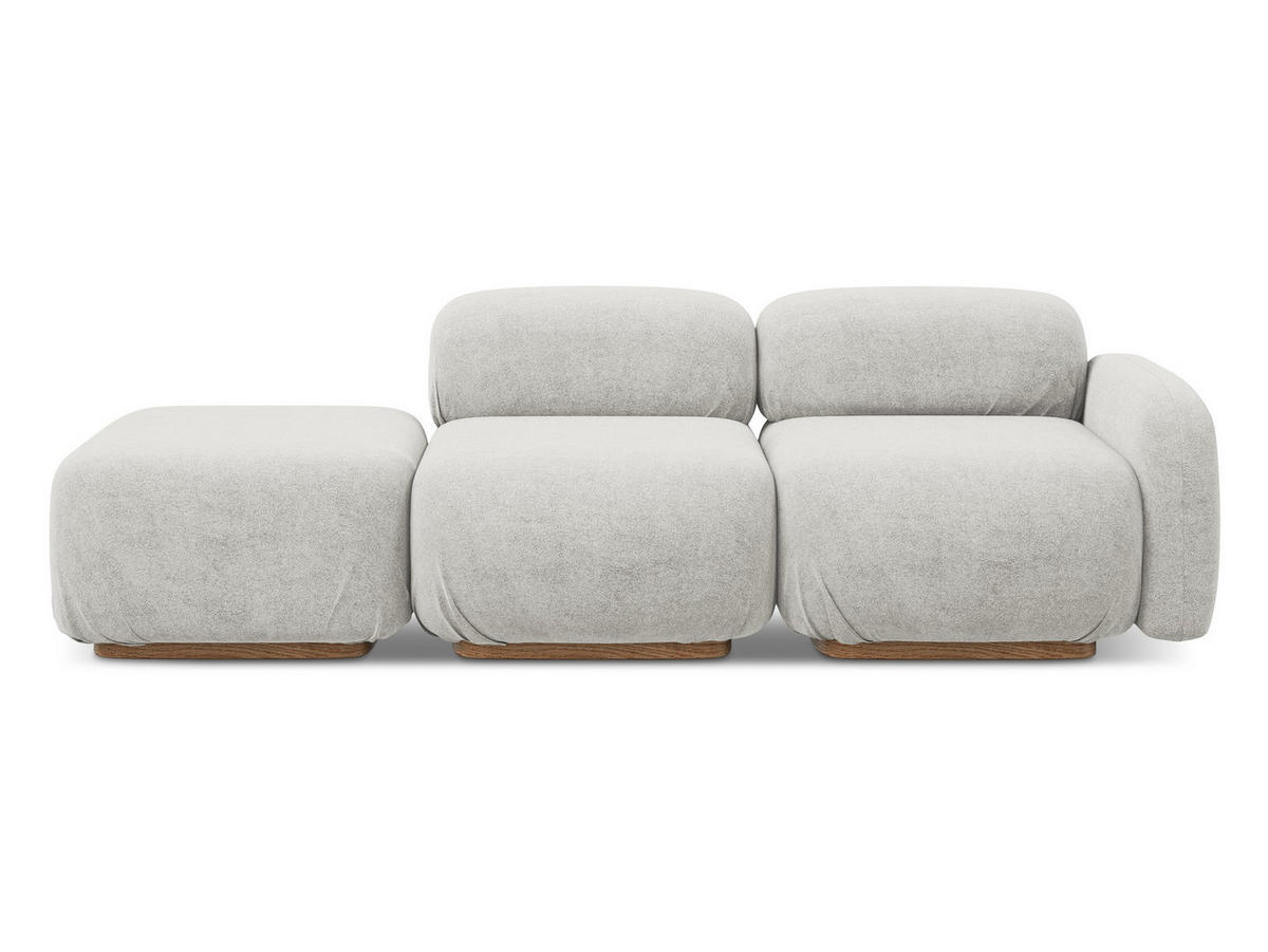 3-SITZER SOFA Links Bouclé Stoff Grau - Silberfarben/Braun, Holz/Textil (258/73/95cm) - Makamii