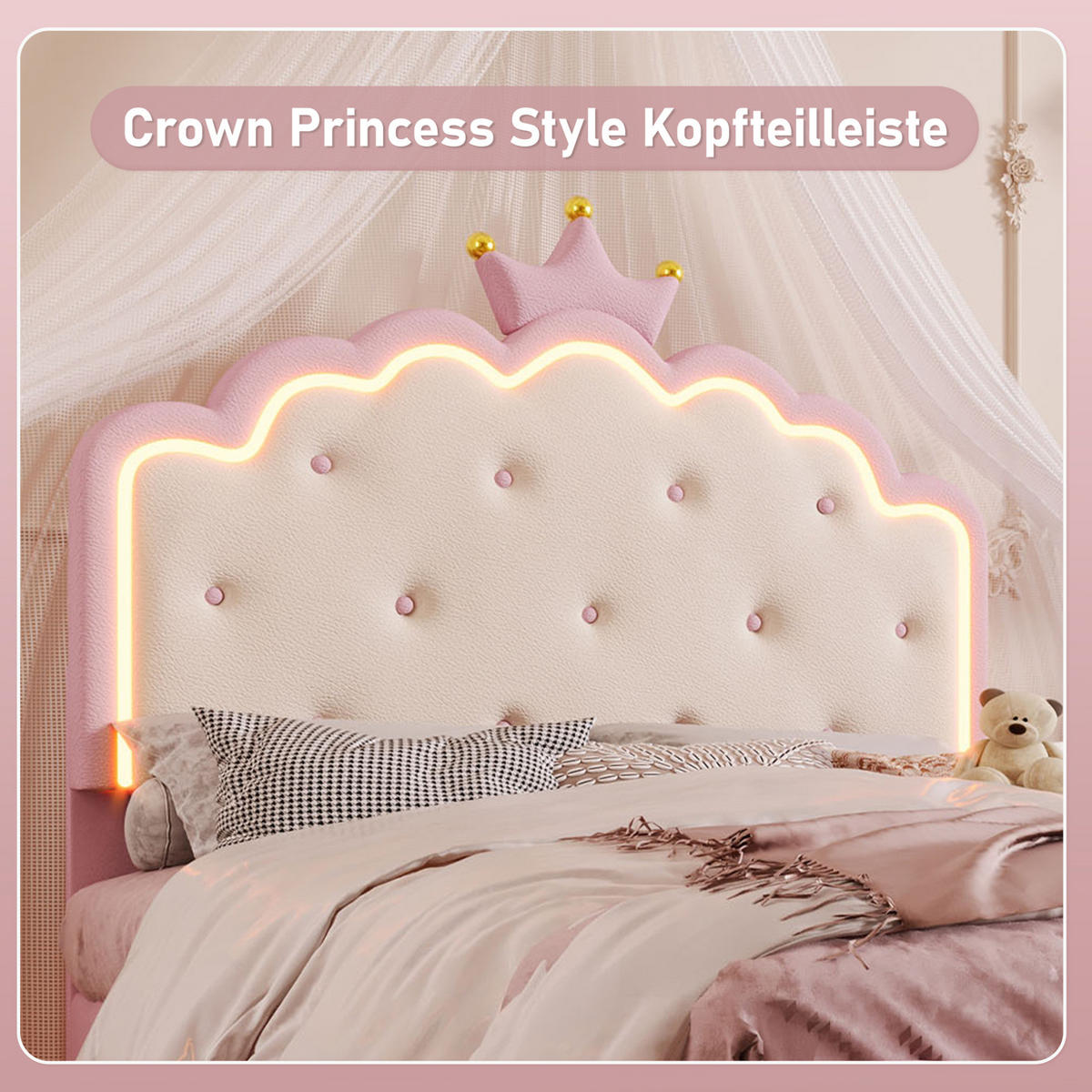 ČALÚNENÁ posteľ 140/200 cm s LED ambientným osvetlením a lamelovým roštom, PU, Ružová - ružová, plast (140/200cm) - Redom