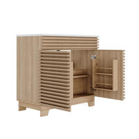 WASCHTISCHKOMBI 91/46/80 cm Natürlich mit 2 Schranktüren, ohne Wasserhahn - Naturfarben, Holz/Holzwerkstoff (46/80/91cm) - Oxeza