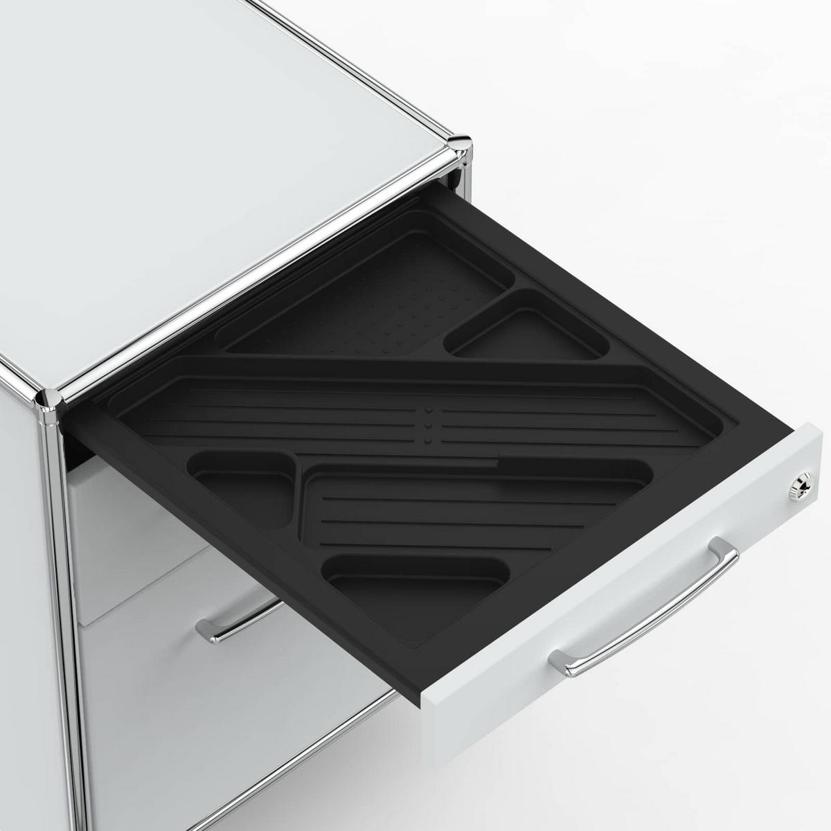 BÜRO-ROLLCONTAINER Holz, 60 cm, 3 Schubladen, 1 Hängeregistratur, Lichtgrau - Chromfarben/Silberfarben, Holzwerkstoff/Metall (60/66.5/60cm) - Versee