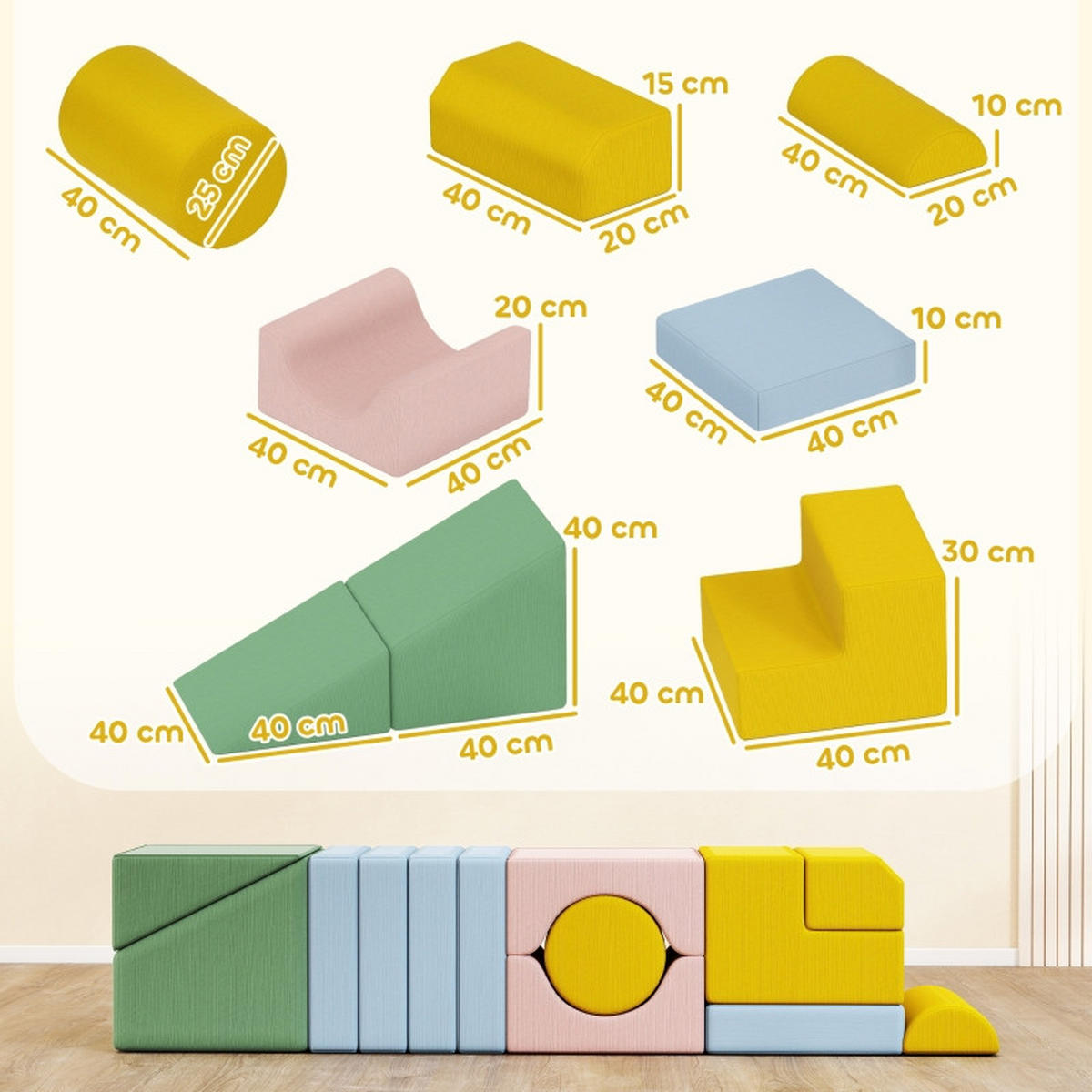 KONSTRUKTIONSSPIELZEUG Bausteine - Multicolor, Kunststoff (40/40/160cm) - Korfee