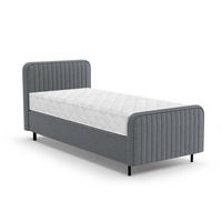 POLSTERBETT Lami 90x200, Einzelbett mit Bettkasten und Taschenfedernmatratze 20 cm, Dunkelgrau - Dunkelgrau/Schwarz, Textil/Metall (90/200cm) - Beautysofa