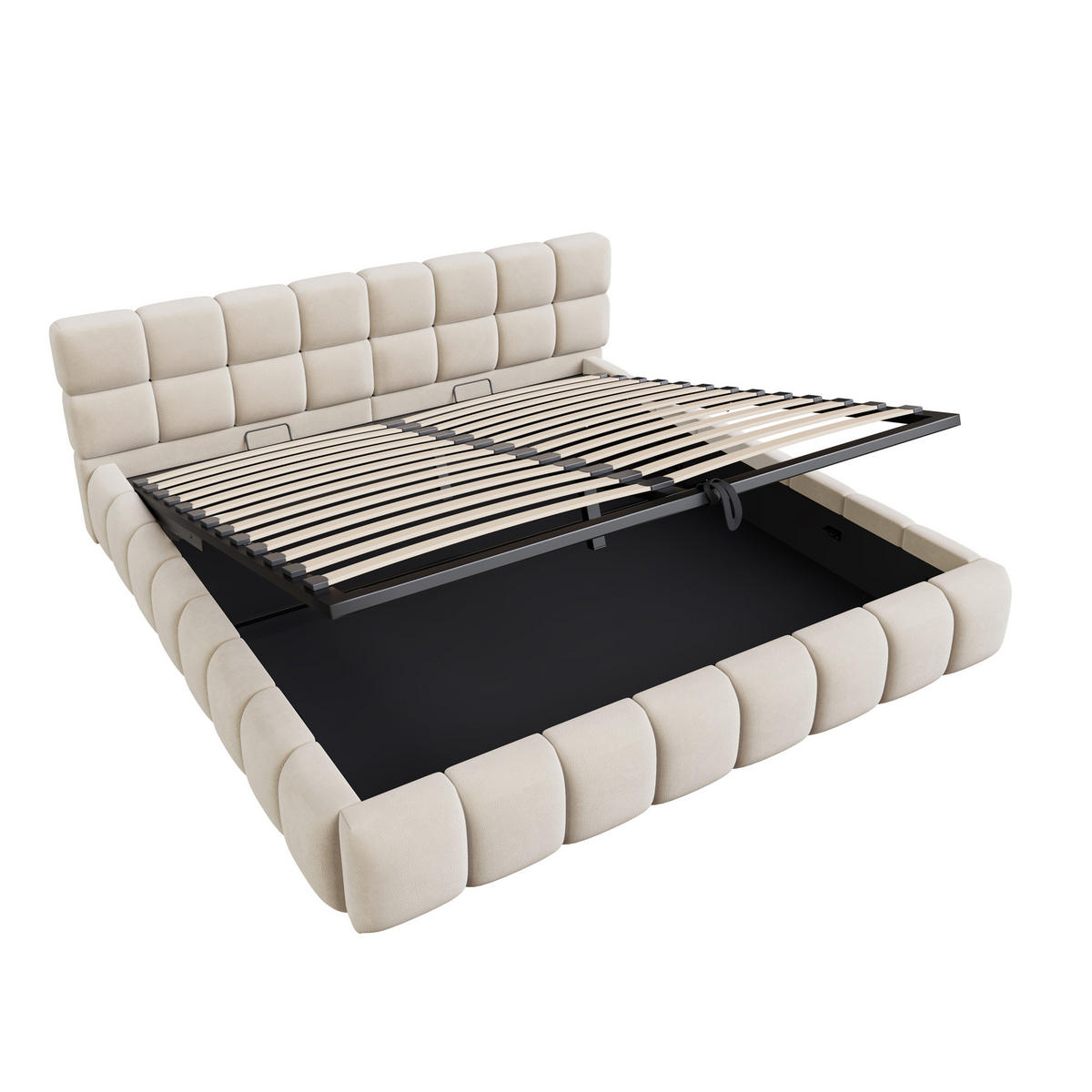 POLSTERBETT 180/200 cm Beige mit hydraulischer Staufunktion - Beige, Textil (180/200cm) - Oxeza