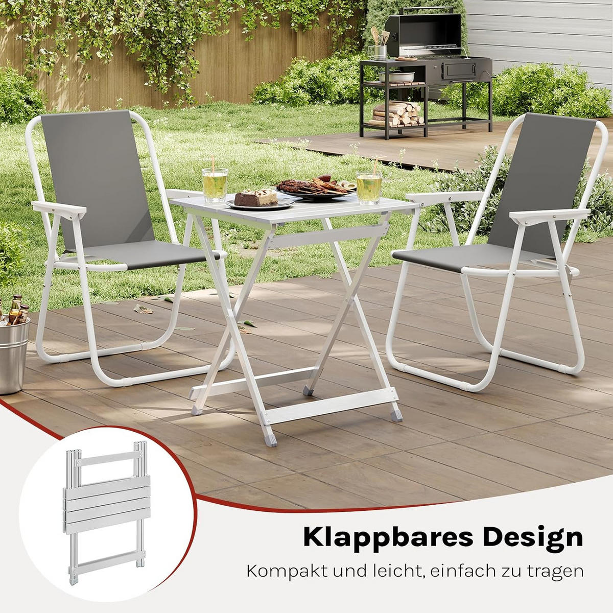 KLAPPTISCH Aluminium 50,5 x 47 x 59,5H cm Silber - Silberfarben, Metall (47/50.5/59.5cm) - Woltu