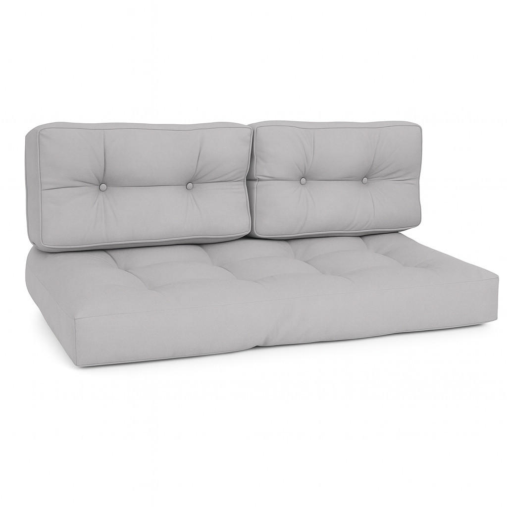 PALETTENKISSEN ECO Style Sitz 120x80x15cm Hellgrau + Rücken (2tlg) - Hellgrau, Textil (80/15/120cm) - Beautissu 