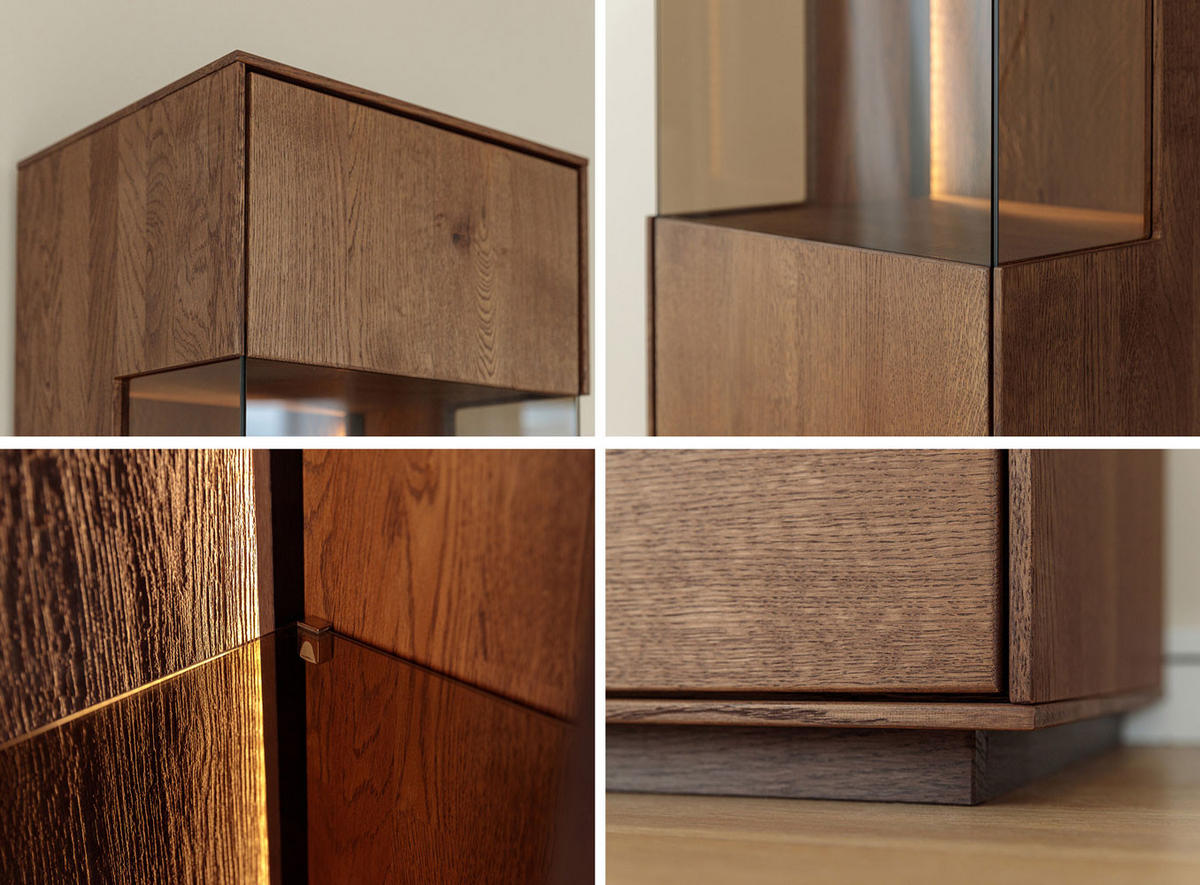 VITRINE Collodi Wildeiche Tabak 43 / 37 / 205cm - Wildeiche/Eichefarben, Holz (43/205/37cm) - Feldmann-Wohnen