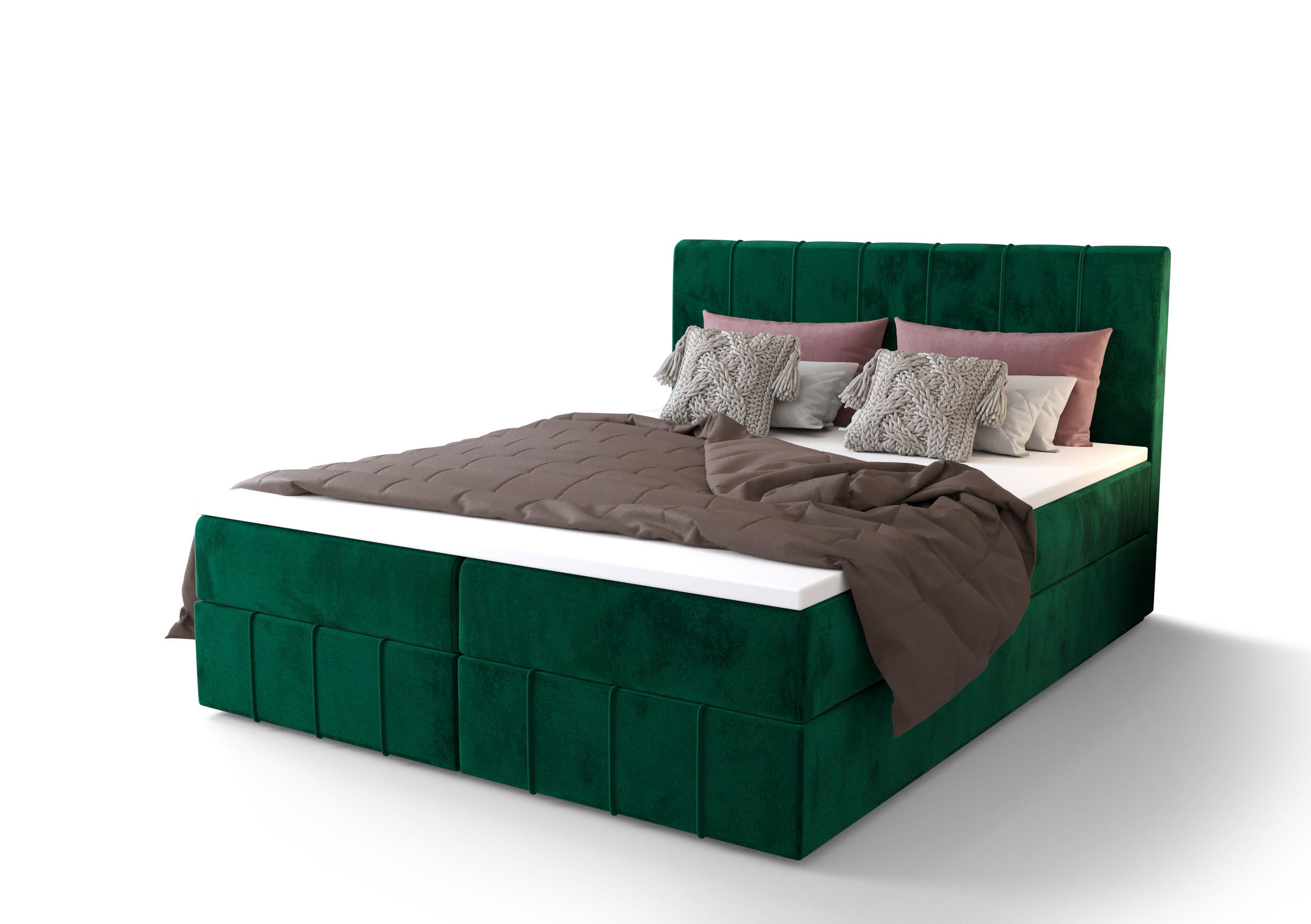 BOXBETT BAHAMA 180x200, mit Matratze H3 und Topper, Monolith 37 - Grün, Holz/Kunststoff (180/200cm) - Bedante