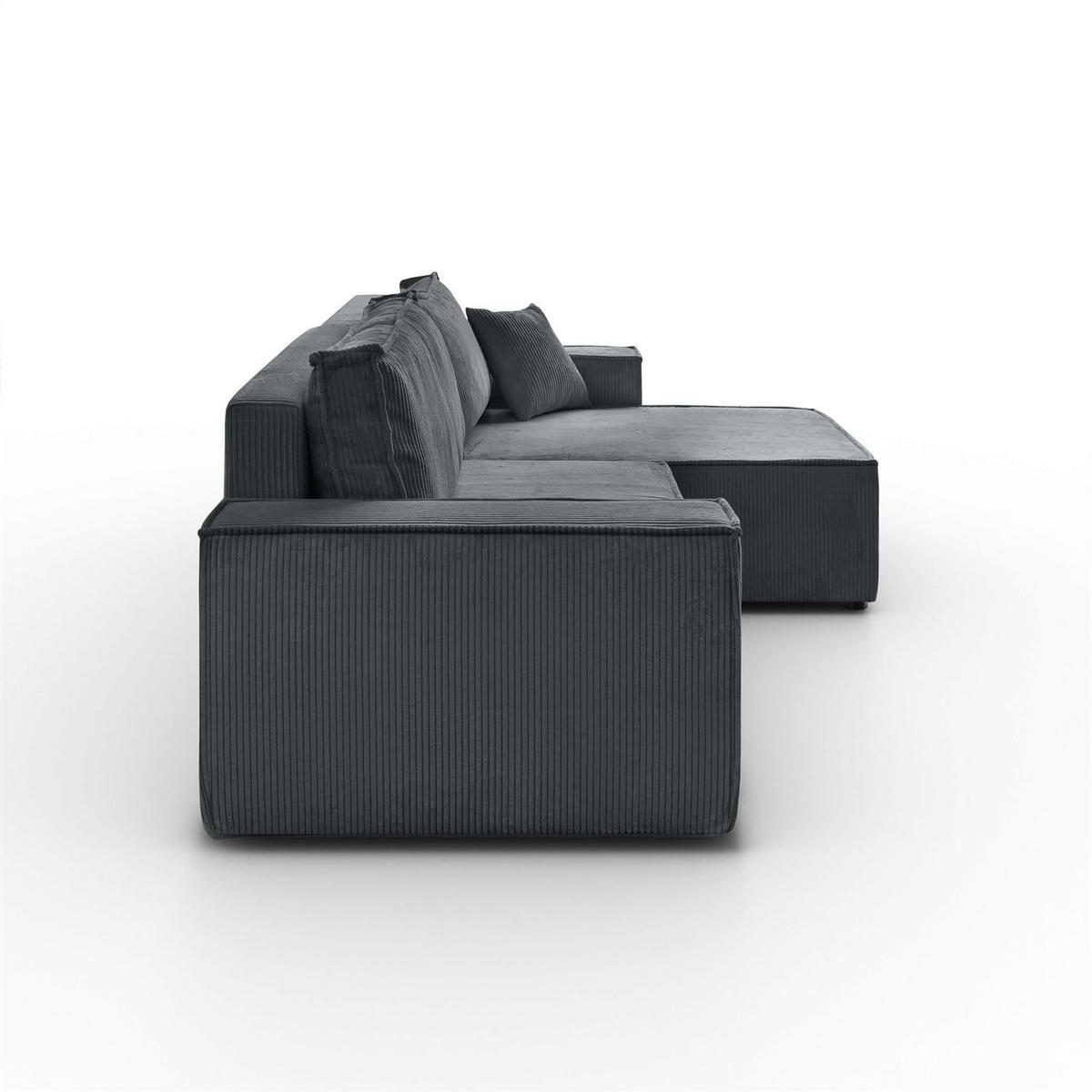 ECKSOFA Gepolstertes CARLO XL Cord mit Schlaffunktion und Bettkasten, Poso 34 - Dunkelgrün, Textil (277/143cm) - Lookway