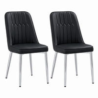 ESSZIMMERSTUHL PU-Leder Schwarz mit Metallbeinen Silber 2er-Set - Schwarz, Metall (41.5/89/43cm) - Meubliv