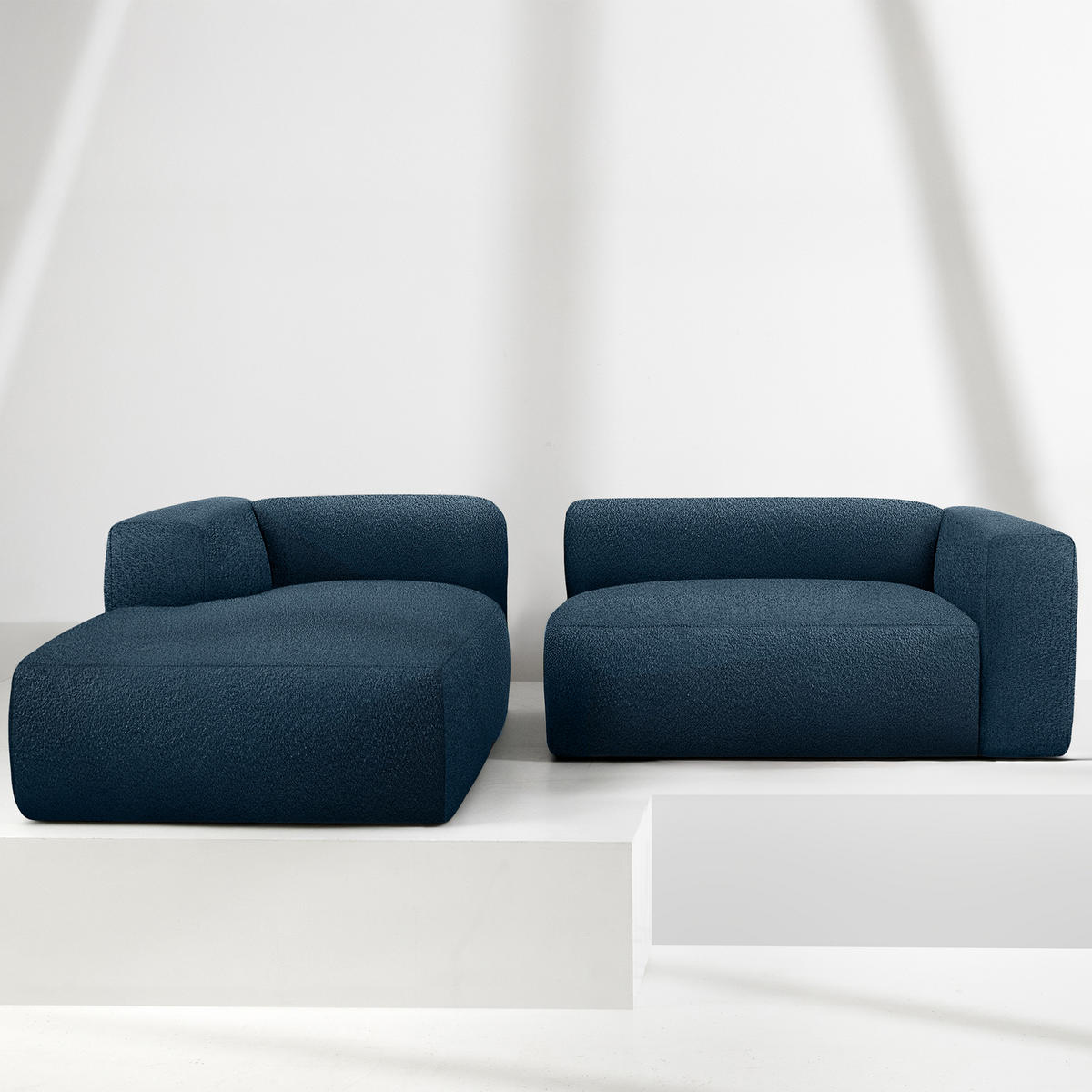 ECKSOFA LINKS BUFFO, Marineblau - Dunkelblau, Holz/Holzwerkstoff (225/176cm) - KONSIMO®
