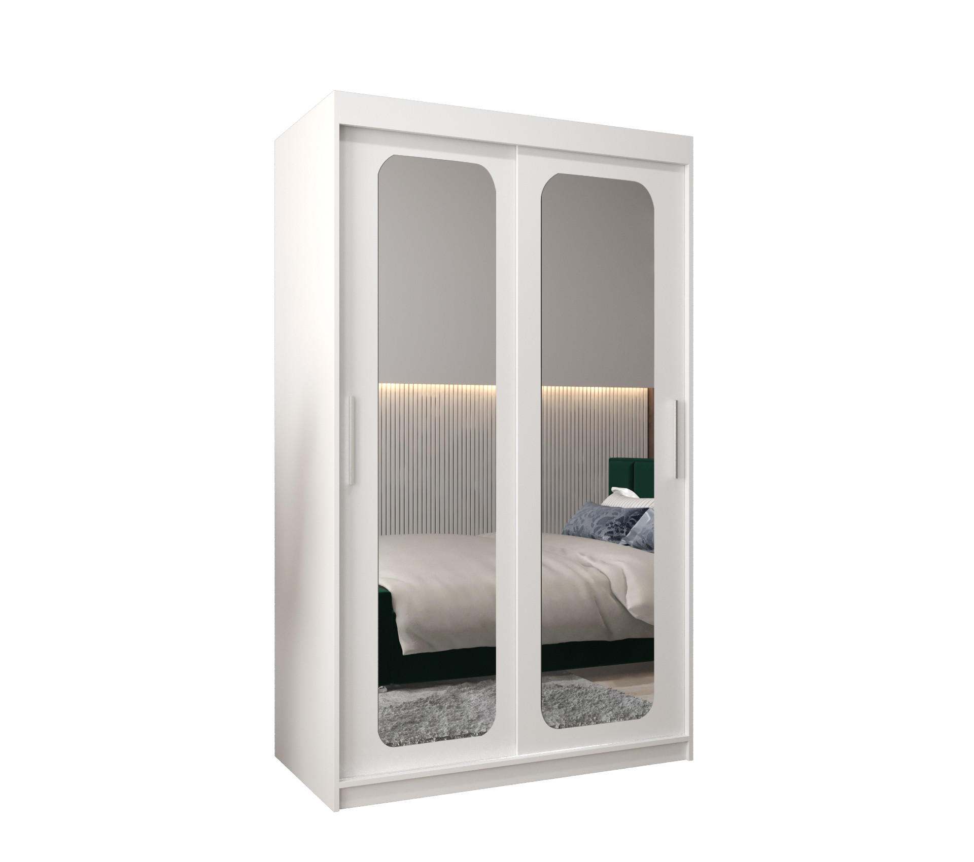 Möbel Kryspol Schwebetürenschrank Weiß 120x200x62 cm
