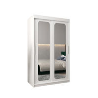 SCHWEBETÜRENSCHRANK 200/120/62 2-türig - Silberfarben/Weiß, Holz/Kunststoff (120/200/62cm) - MÖBEL KRYSPOL