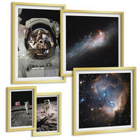 BILDER SET 5er Set - 50x50 cm & 20x30 cm & 40x60 cm Goldrahmen - Astronauten landen auf dem Mond - Goldfarben, Kunststoff (40/60cm) - TULUP