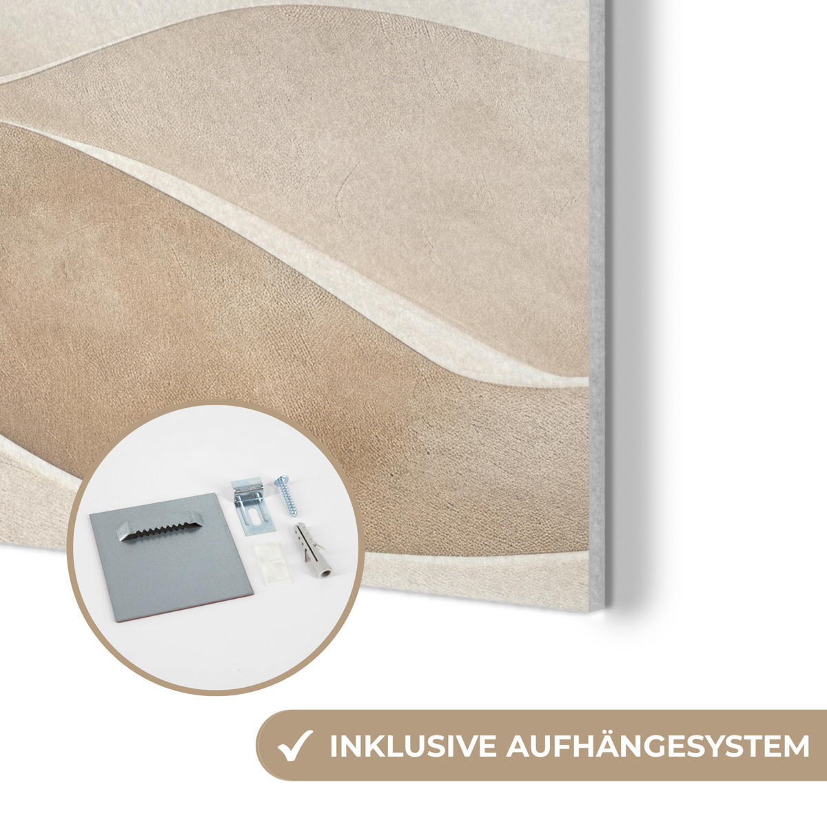 AKUSTIKPANEEL Beige - Natur - Abstrakt - Modern 90x90 cm - Beige, Textil (90/0.9/90cm) - MuchoWow