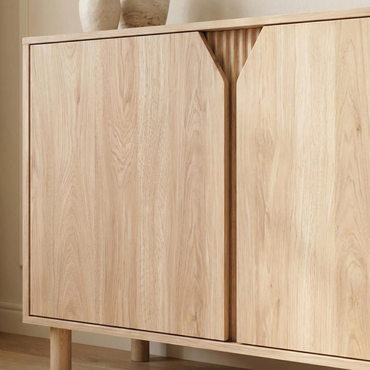 SIDEBOARD Skandinavisches mit 2 Türen, 100 cm, Eichenoptik - SOAN - Beige, Holzwerkstoff/Metall (100/78/40cm) - Sicaan