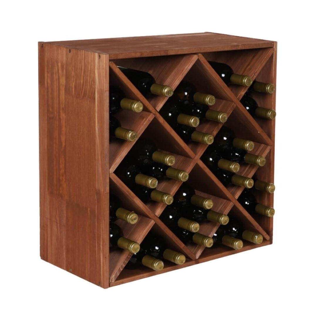 WEINREGAL Vincellar Mod 60x60x30 cm Rauten Modul Für 30 Flaschen Massives Kiefernholz Braun Geölt - Braun, Holz (60/60/30cm) - PROREGAL
