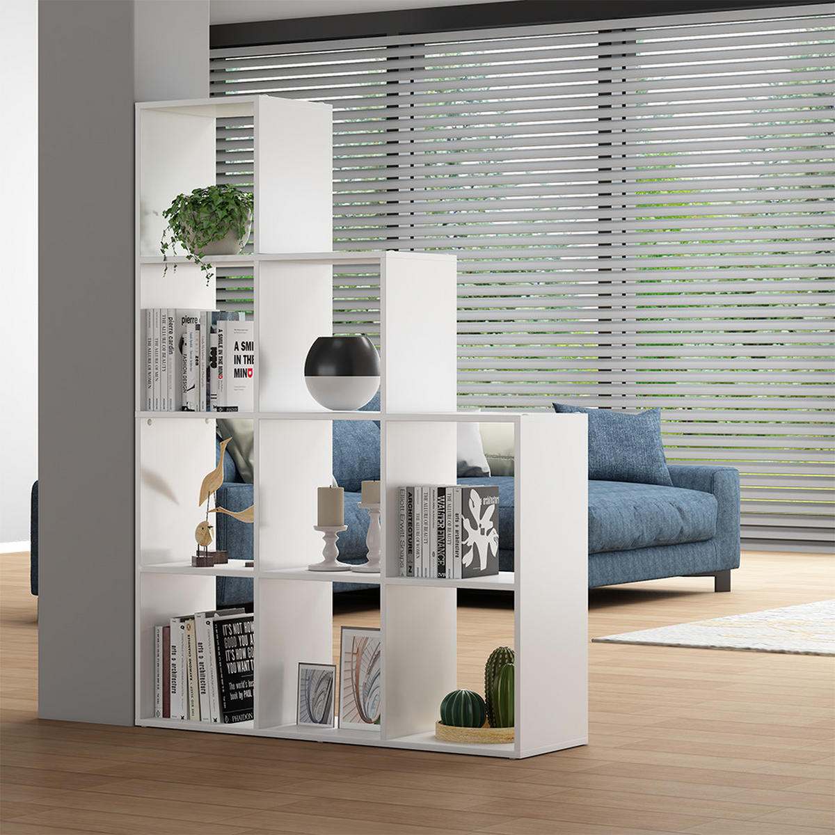 TREPPENREGAL Aramis Weiß 103.5 x 144 cm 9 Fächer - Weiß, Holzwerkstoff (103.5/144/29cm) - Vicco