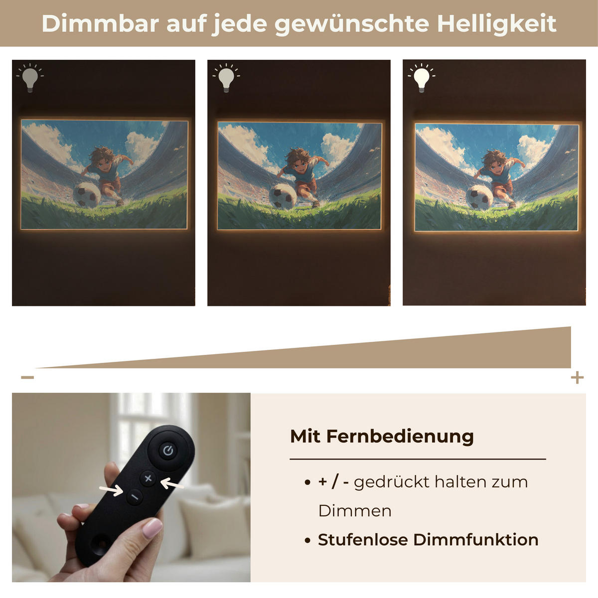 NACHTTISCHLAMPE MIT AKKU Stadion - Fußballer - Ball 90x60 cm - Blau, Holzwerkstoff (8/90/60cm) - OnlyWow