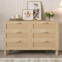 SIDEBOARD 6 Schubladen Holzoptik Rattan - Naturfarben, Holzwerkstoff (120/75/40cm) - LEBENLANG