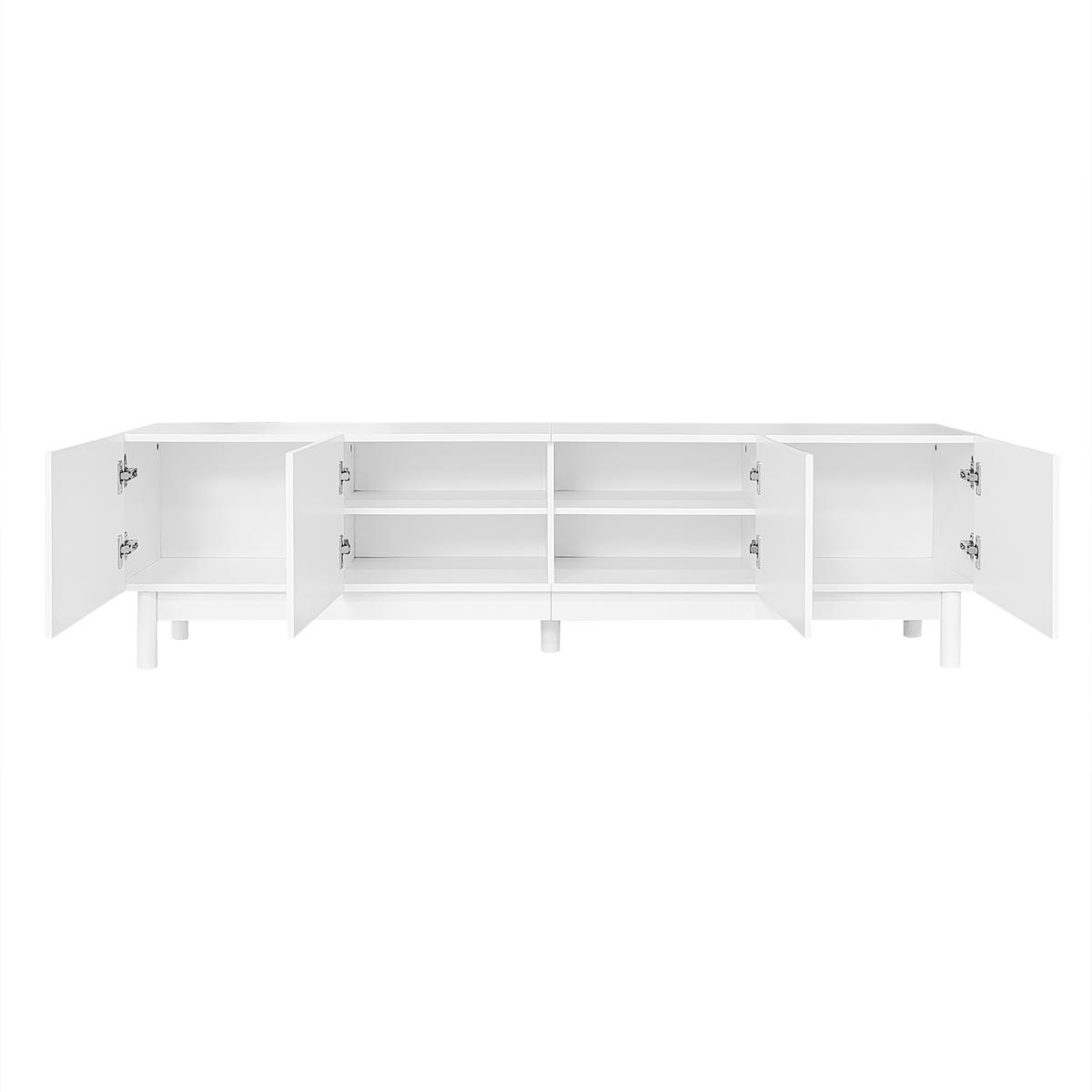 TV-SCHRANK 169/34/45,5 cm schwarz MDF mit 4 Türen und Regalen - Weiß, Holzwerkstoff (169/45.5/35cm) - OKWISH