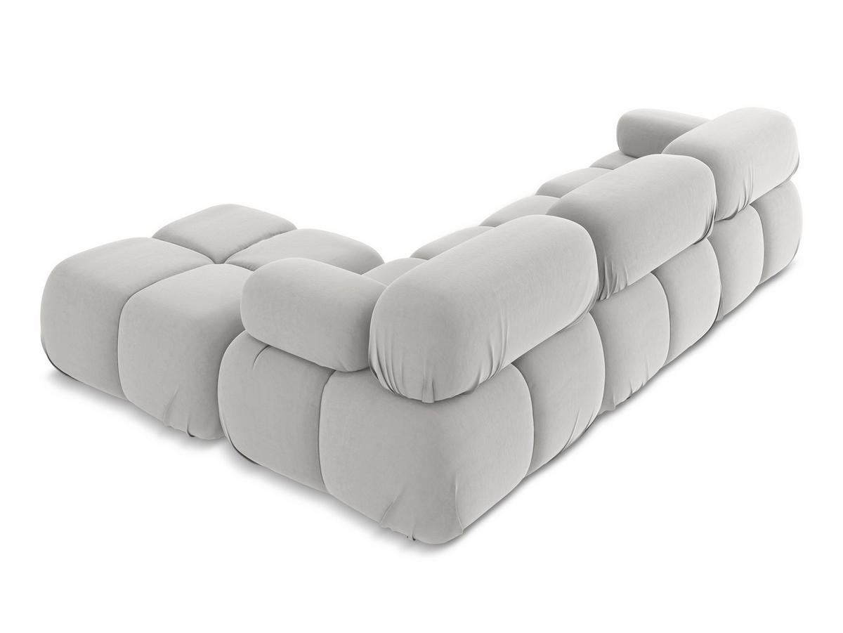 ECKSOFA Beidseitig Samt Stoff Grau - Silberfarben/Schwarz, Kunststoff/Textil (285/191cm) - Makamii