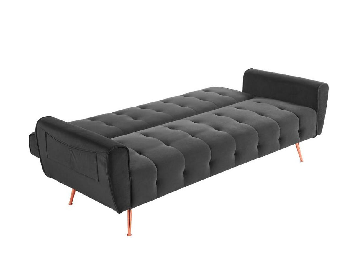 SCHLAFSOFA Klappsofa 3-Sitzer - Samt - Anthrazit - POLANI - Anthrazit, Textil (83/83/209cm) - Vente-Unique