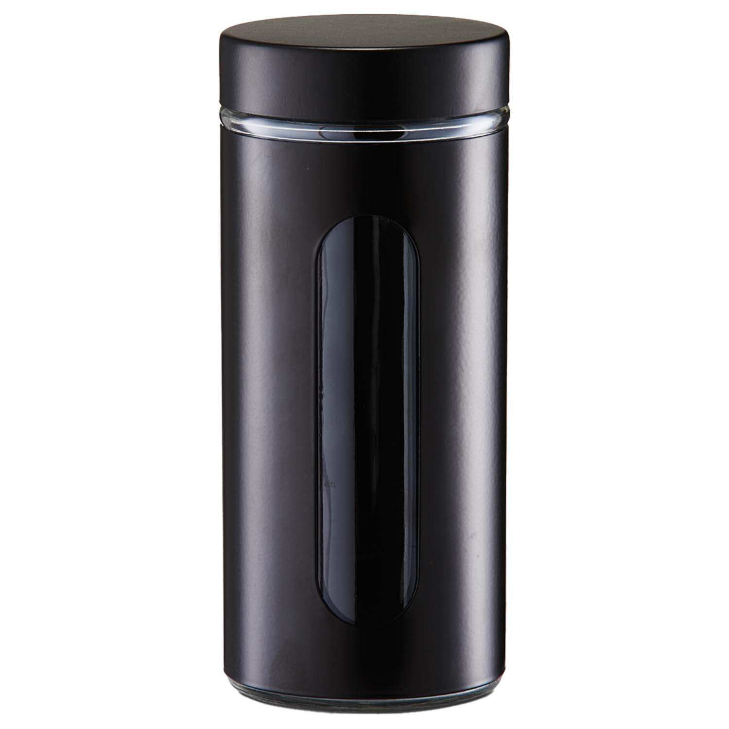 VORRATSGLAS 3 Stück mit Metalldeckel, schwarz - Ø 10,2 x 23cm - Schwarz, Glas (10.2/23/10.2cm) - Zeller Present
