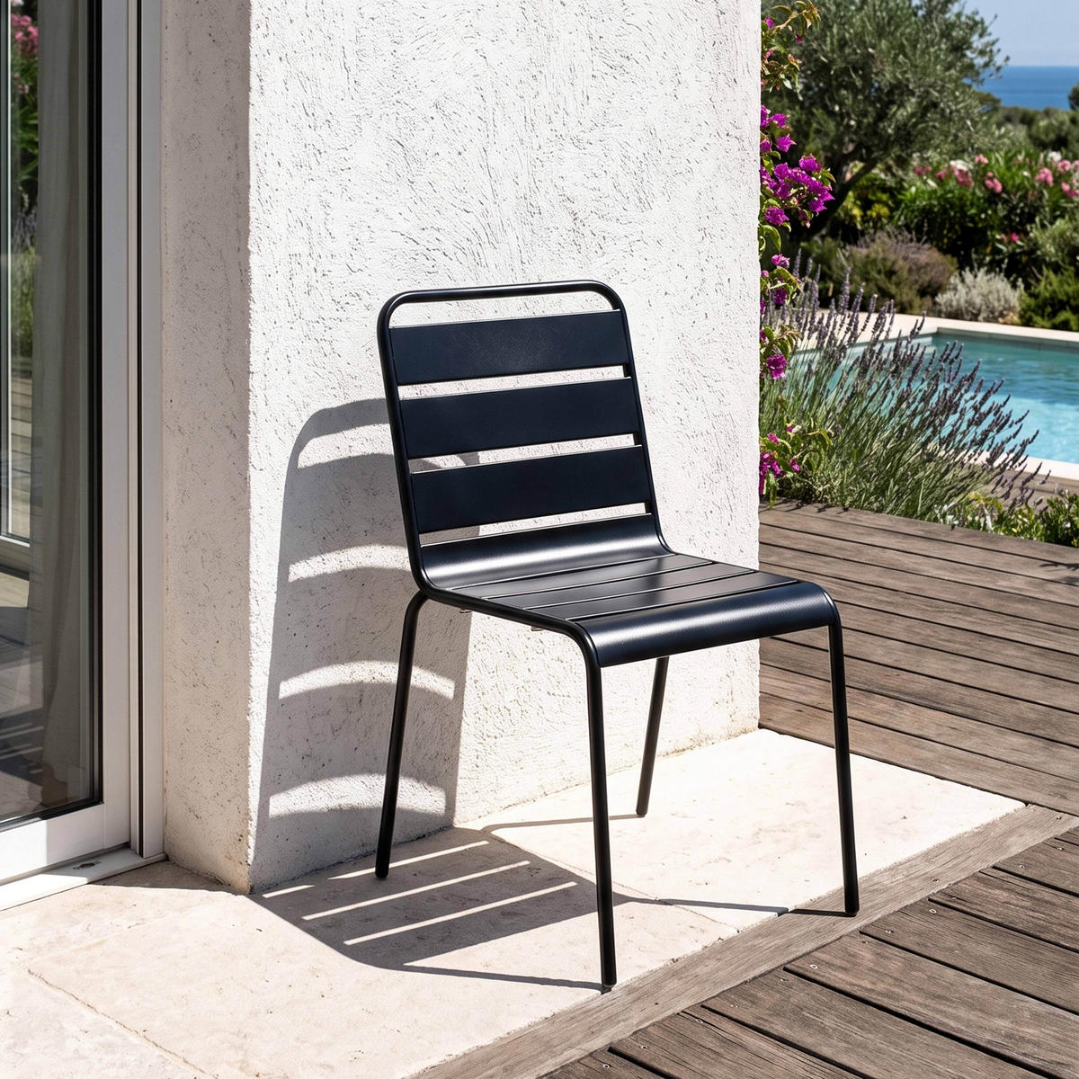 GARTENSTUHL, Schwarz - Schwarz, Metall (42/83/53cm) - Oviala