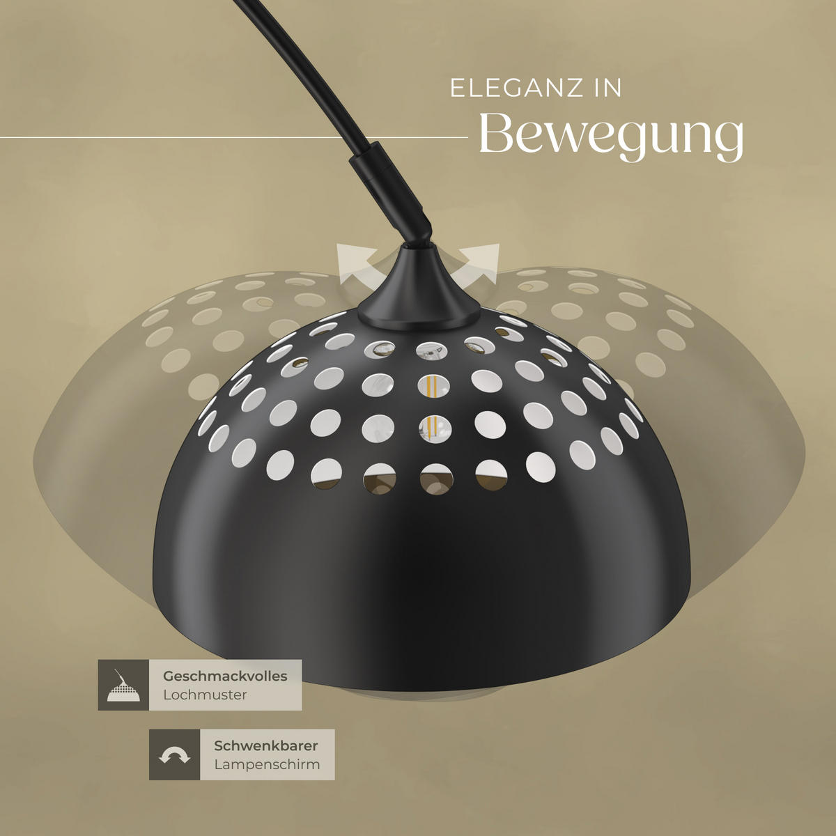 BOGENLEUCHTE Arcus,höhenverstellbar 187 - 206 cm,schwarz - Schwarz, Metall (175/34.5/206cm) - tectake