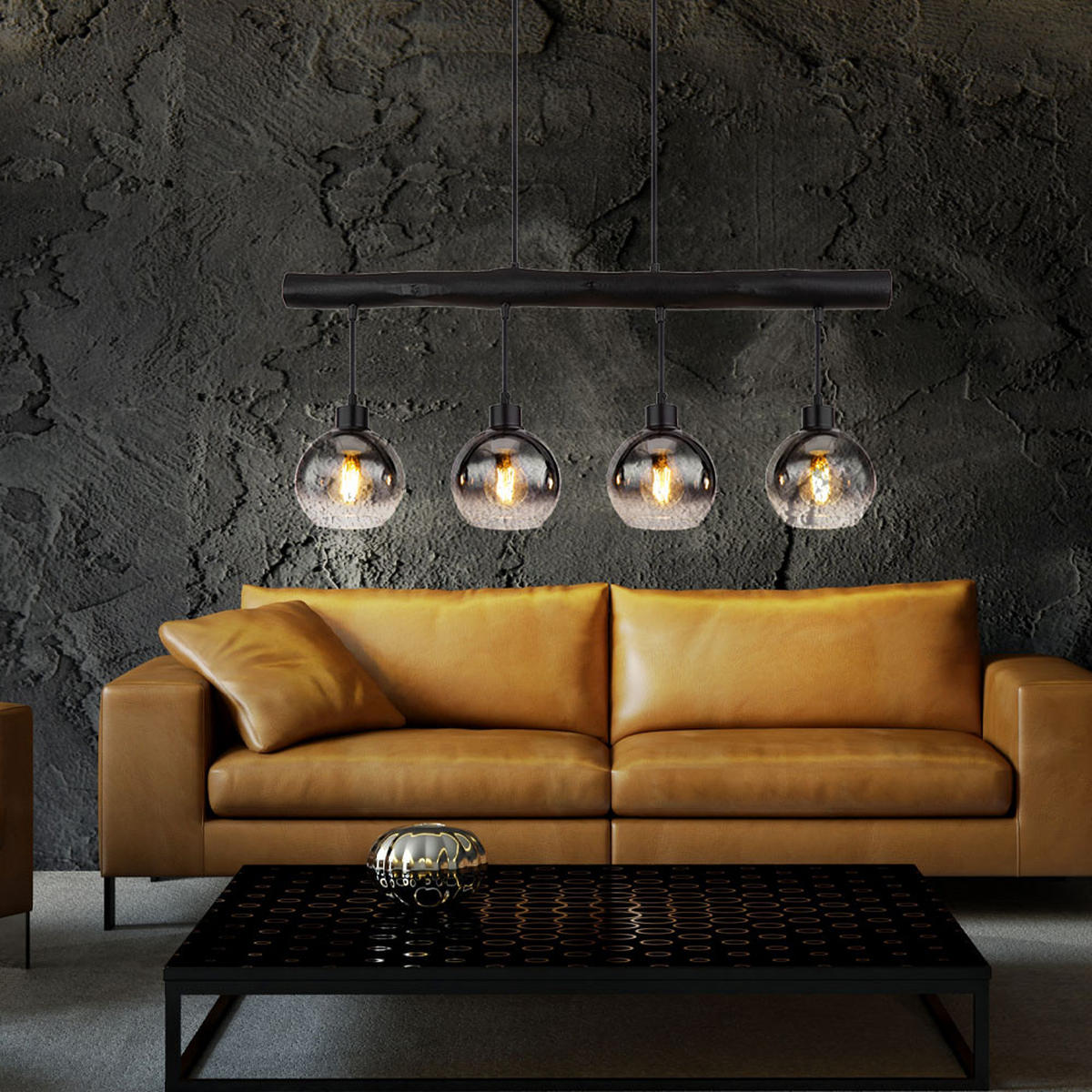 HÄNGELEUCHTE MOITAS Metall Grau Rauchglas - Grau, Glas/Metall (85/15/120cm) - Globo Lighting